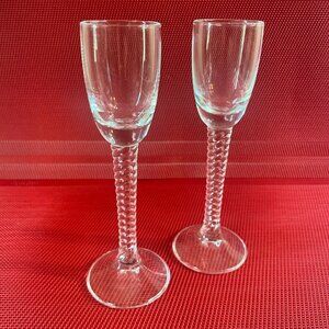 Vintage Holmegaard Amager Twist Cordial Glasses Set of 2 Danish Art Glass 6.25”